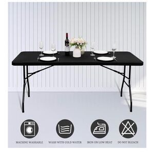 Black Fitted Table Cover for 6 Foot Tables